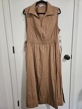 Calvin Klein Sleeveless Midi Dress in Tan